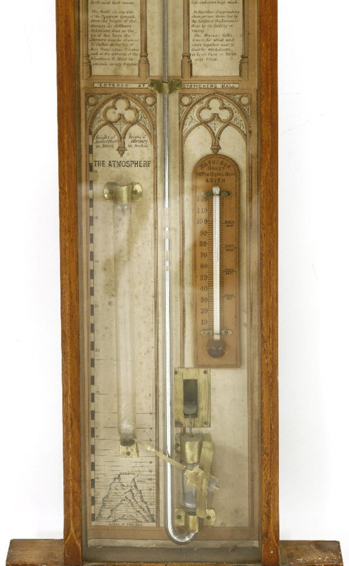 An Admiral Fitzroy barometer,in a pitch pine case with a printed card inset back and Mathieson Leith - Image 3 of 3