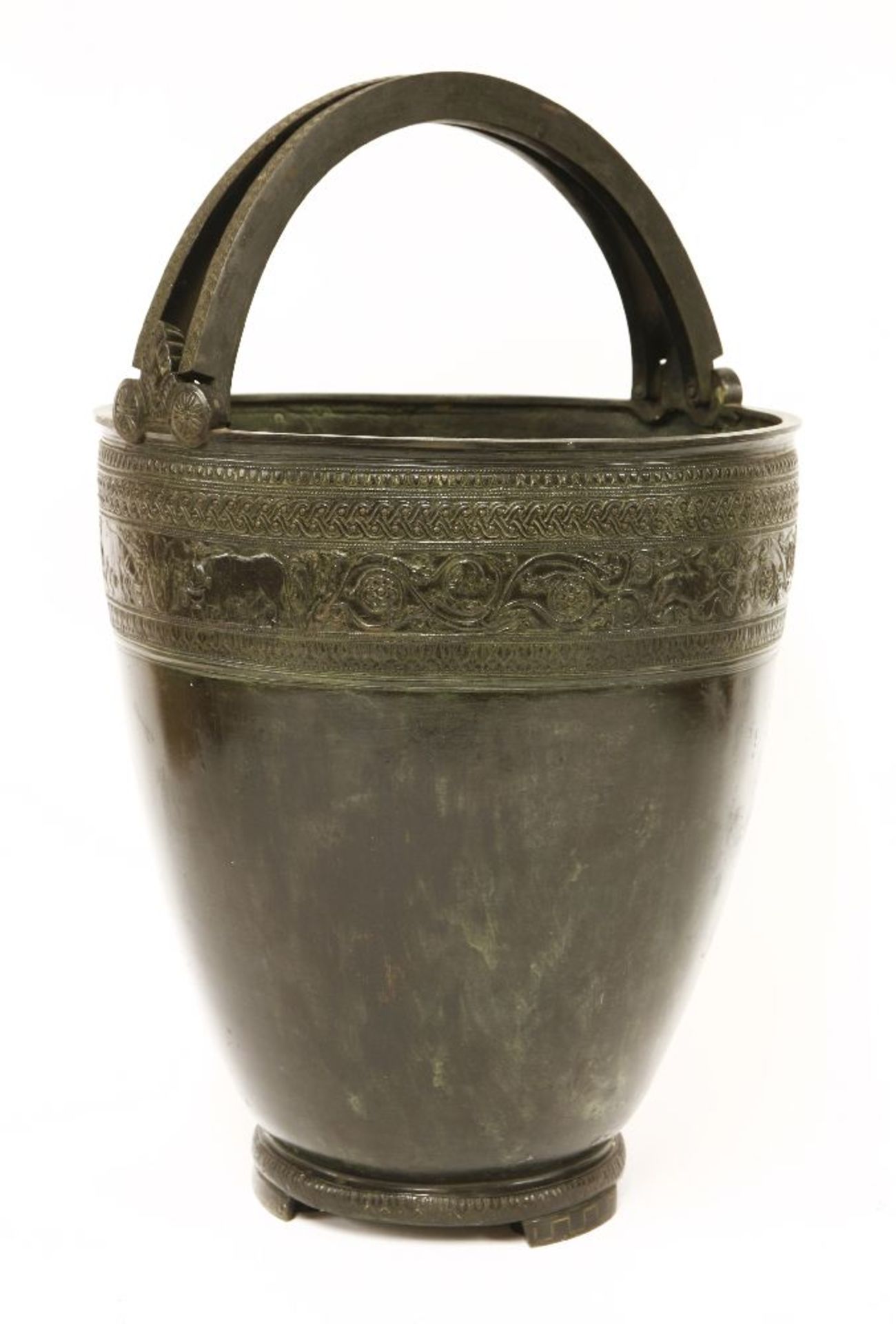 A bronze bucket or situla,late 19th century, after a Roman original found at Pompeii, by J Chiurazzi