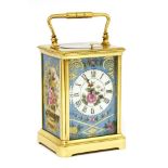 A carriage clock,late 19th century, with an eight-day, striking and repeating movement within a