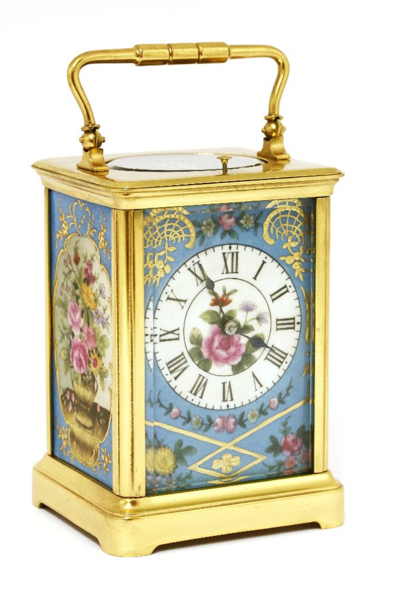 A carriage clock,late 19th century, with an eight-day, striking and repeating movement within a