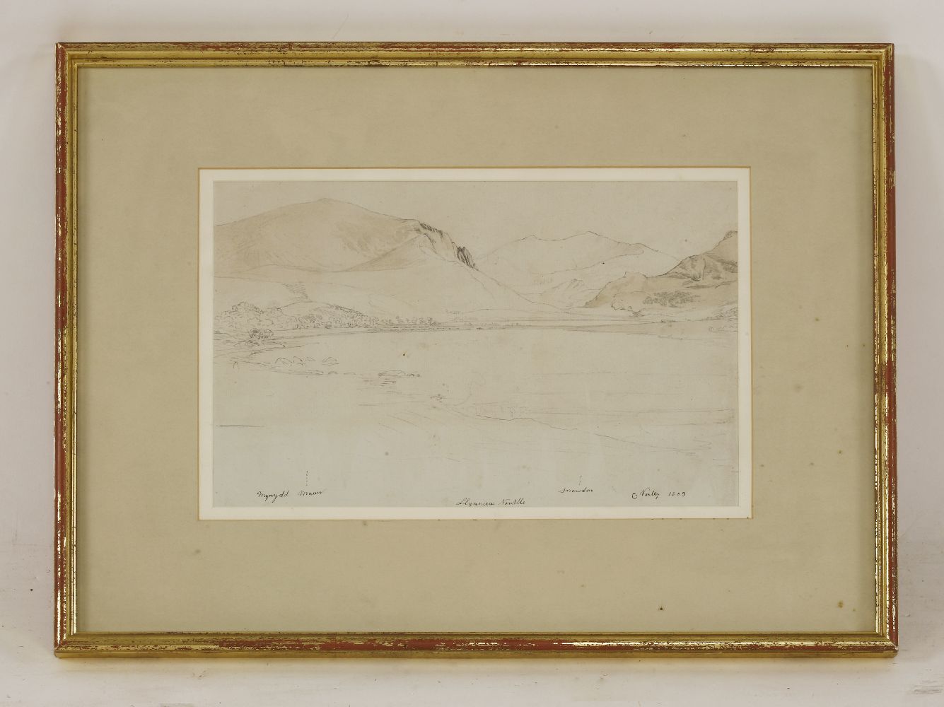 Cornelius Varley (1781-1873)A VIEW OF MYNYDD MAWR, LLYNNIEW NANTLLE AND SNOWDONSigned, inscribed and - Image 2 of 4