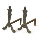 A pair of Carron Company cast iron andirons,19th century, each modelled in the form of Caesar and