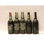 Assorted Port to include: Dow’s, 1970, one bottle; Souza, 1978, two bottles; Warre’s, 1975, two