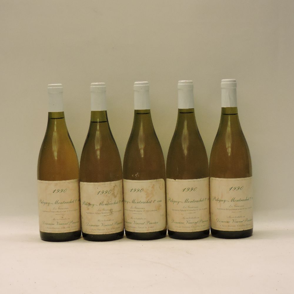 Puligny-Montrachet 1ere Cru, Les Garennes, Vincent Prunier, 1990, five bottles