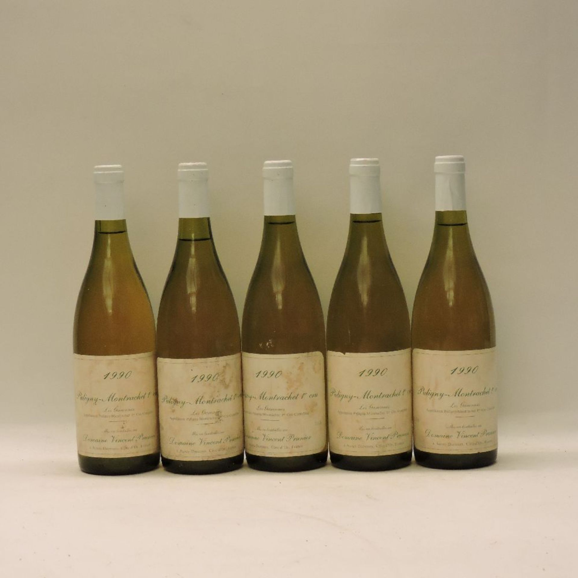 Puligny-Montrachet 1ere Cru, Les Garennes, Vincent Prunier, 1990, five bottles