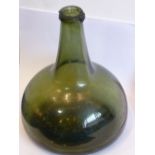 An 18th century onion-shaped green glass Wine Bottle (possibly Dutch), 17.