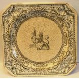 A late-19th century transfer-decorated armorial Plate in the Shanghai pattern possibly to a design