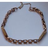 A ladies rose gold coloured (yellow metal) chain Bracelet with safety chain, approx. 7.