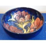 A 1980s Moorcroft Bowl in the blue ground anemone pattern