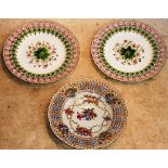 A pair of 19th century Minton Porcelain reticulated Cabinet/Dessert Plates decorated with flowers