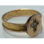 A mid-19th century yellow metal Memorial Ring,