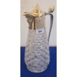 A lead crystal and silver plated Claret Jug