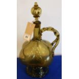 A late-19th century Continental glass Claret Jug with lobed body and rope-twist handle