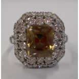 An 18-carat gold ladies Dress Ring set with large zultanite and diamond cluster