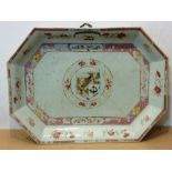 An 18th century Chinese Export octagonal Platter hand-decorated in famille-rose enamels with the