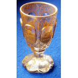 A superb 19th century cut glass and gilt Bohemian Goblet with five gilt named scenes