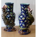 ADDED LOT A large pair of 19th century Majolica Vases,