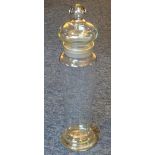 An unusual late-19th/early-20th century tall glass Jar and Cover of tapering cylindrical section