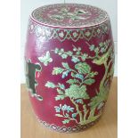 ADDED LOT A Chinese ceramic Garden Seat, pierced Shou character to top,