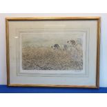 Leon Danchin (French 1887-1938), a gilt-framed and glazed colour etching of two gun dogs,