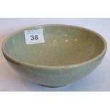 A Chinese Southern Song dynasty/Longquan powder green glaze Bowl on short circular foot,