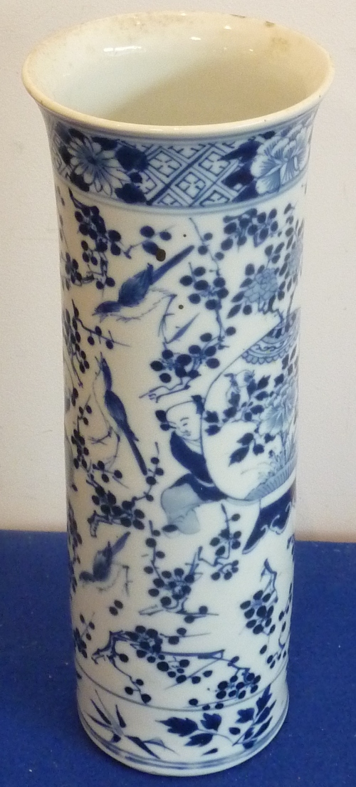 A 19th century Chinese porcelain Sleeve Vase hand-decorated in underglaze blue-and-white with - Image 3 of 7