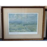 A framed and glazed colour Lionel Edwards fox hunting print, 'The Heythrop - Near Stow-on-the-Wold',