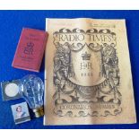 A small collection of 1953 Elizabeth II Coronation memorabilia to include Radio Times Coronation