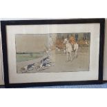 An early 20th century ebonised framed and glazed colour print by Cecil Aldin,