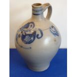 A late 19th Century German salt glaze stoneware Flagon in earlier style,
