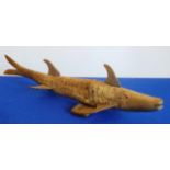 A large and highly unusual Sculpture of a Barracuda carved from horn;