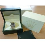 A gentleman's bimetal Rolex GMT MASTER II, Oyster Perpetual Date (boxed but no paperwork),