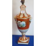 A neo-classical style Dresden Porcelain Vase (fitted for electricity),