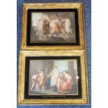 A good pair of early 19th century gilt-framed and glazed hand-coloured mezzotints,