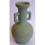 A Chinese Southern Song Dynasty Longquan two-handled bottle vase; the lip,