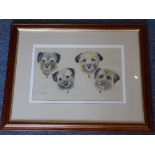 DOT LLOYD, a pastel study, Tigs, Tom, Beetle and Toast; signed lower left; 29.