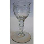 An ale/cordial glass (probably 18th century); the bowl engraved with swags;