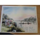 JANET DUNCAN (1944-2010), a watercolour study, Along the Henley Riverbank; signed lower left,