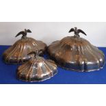 A set of three graduated late-18th / early-19th century Sheffield plated meat covers;