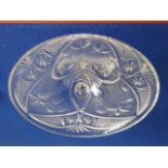 A fine cut crystal fruit bowl; intaglio engraved to the underside with star motifs, leaves,