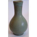 A Chinese Song Dynasty greenware Ru ware type ceramic bottle vase of small proportions;