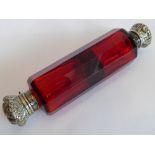 A 19th century octagonal Cranberry glass scent;