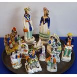 An assortment of twelve 19th century Staffordshire figures (12)