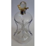 An Arts and Crafts style decanter; spherical wrythern stopper and silver collar assayed London 1898,