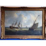 A good 19th century gilt-framed oil on canvas marine study,