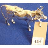 A fine and rare (tail down) silver cow creamer; maker's mark Berthold Muller,