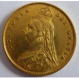 A 19th century Victorian half sovereign dated 1887