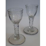 A pair of cordial glasses (probably 18th century);