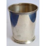 A cylindrical beaker marked Fisher Sterling to the underside, approx.