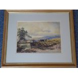 A parcel gilt framed and glazed watercolour study Dartmoor, signed lower left D.